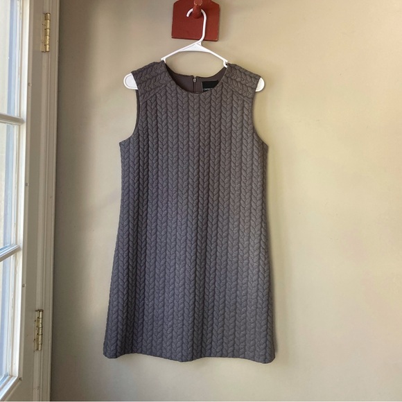 Cynthia Rowley Grey Herringbone Texture Midi Dress M - Picture 2 of 7